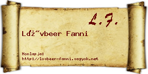 Lövbeer Fanni névjegykártya